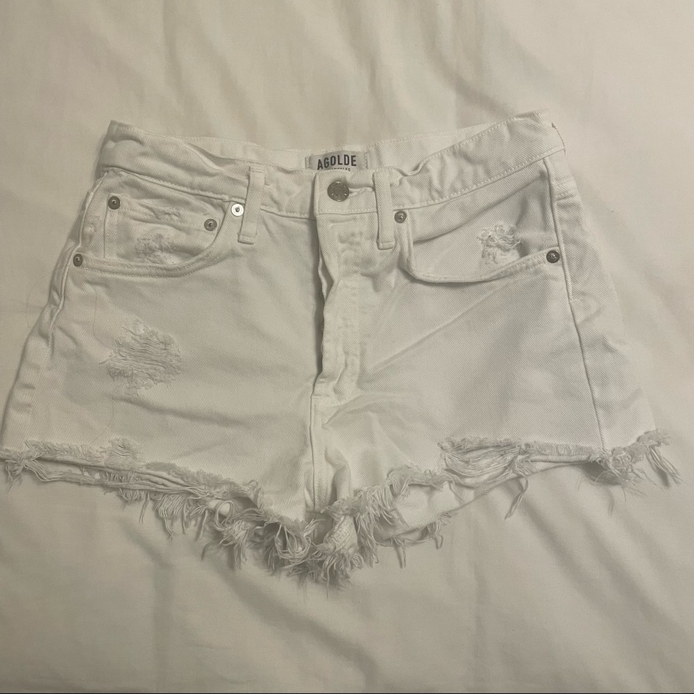 Agolde Parker Vintage Cut Off Shorts in White